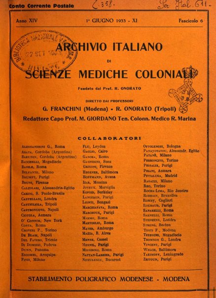 Archivio italiano di scienze mediche coloniali