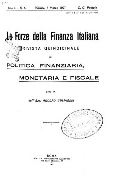 Le forze della finanza italiana rivista di politica finanziaria, monetaria e fiscale