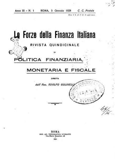 Le forze della finanza italiana rivista di politica finanziaria, monetaria e fiscale