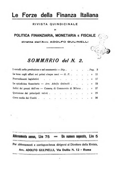 Le forze della finanza italiana rivista di politica finanziaria, monetaria e fiscale