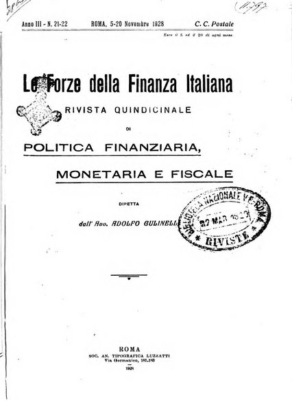 Le forze della finanza italiana rivista di politica finanziaria, monetaria e fiscale