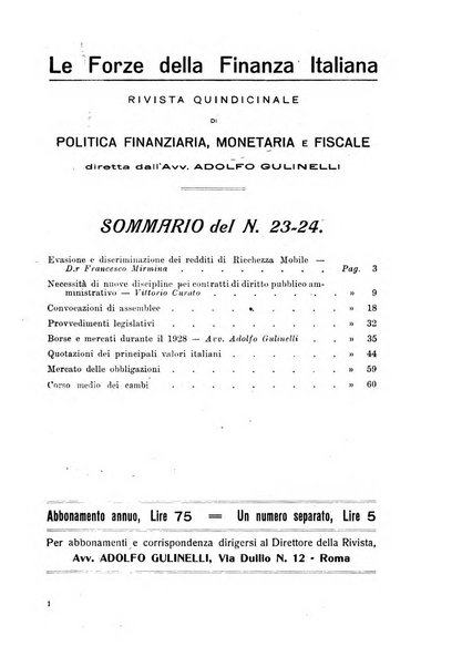 Le forze della finanza italiana rivista di politica finanziaria, monetaria e fiscale