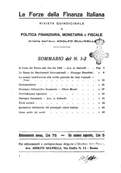 Le forze della finanza italiana rivista di politica finanziaria, monetaria e fiscale