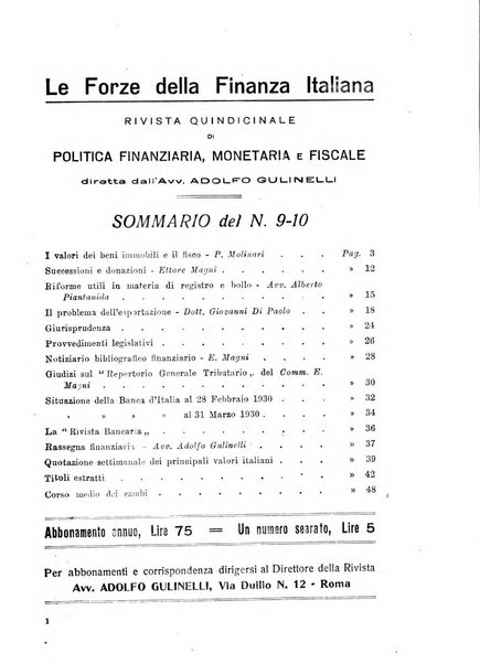 Le forze della finanza italiana rivista di politica finanziaria, monetaria e fiscale