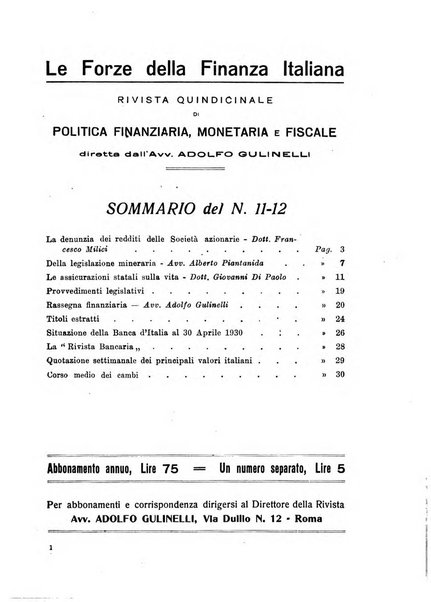 Le forze della finanza italiana rivista di politica finanziaria, monetaria e fiscale