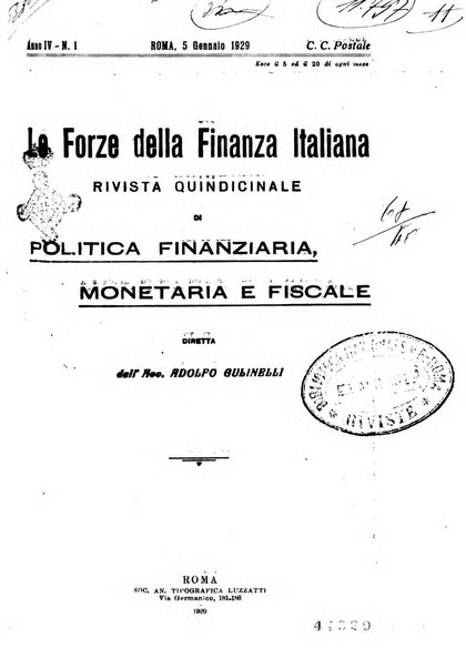 Le forze della finanza italiana rivista di politica finanziaria, monetaria e fiscale