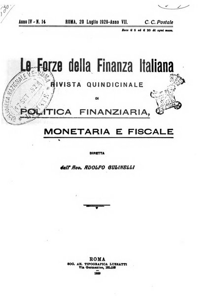 Le forze della finanza italiana rivista di politica finanziaria, monetaria e fiscale