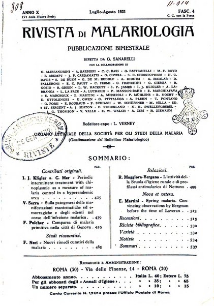 Rivista di malariologia