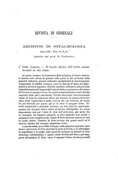 Rivista italiana di ottalmologia