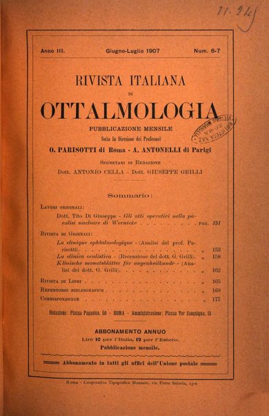 Rivista italiana di ottalmologia