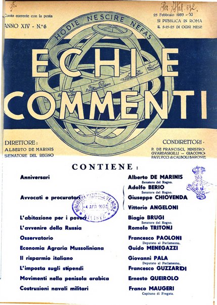 Echi e commenti rassegna universale della stampa