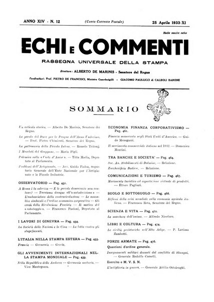 Echi e commenti rassegna universale della stampa