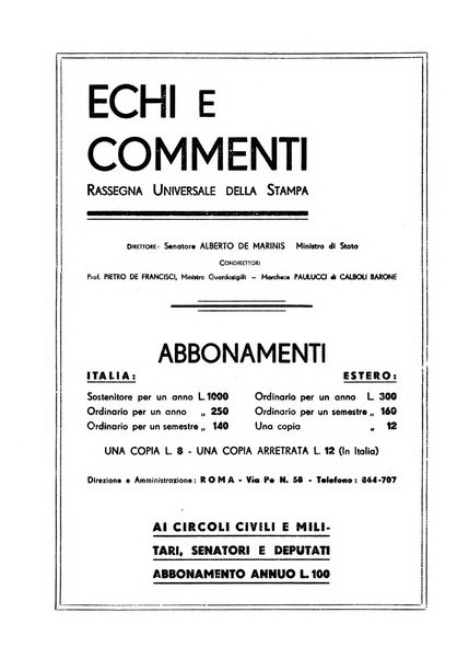 Echi e commenti rassegna universale della stampa