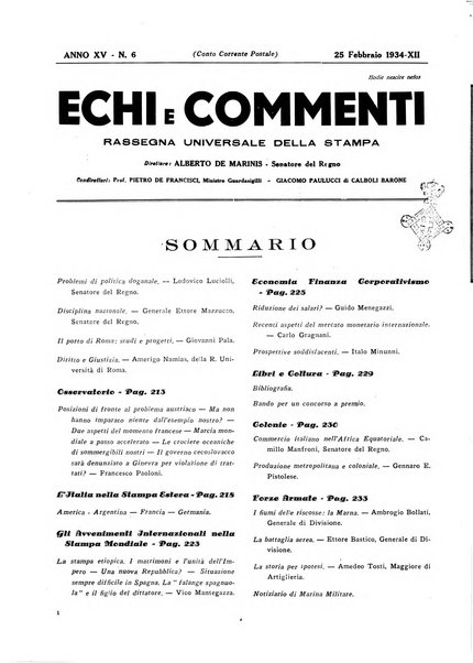 Echi e commenti rassegna universale della stampa