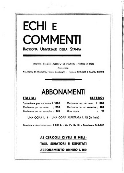 Echi e commenti rassegna universale della stampa