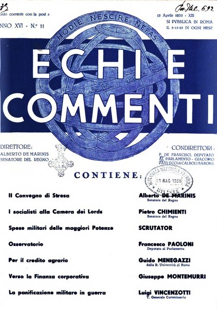 Echi e commenti rassegna universale della stampa