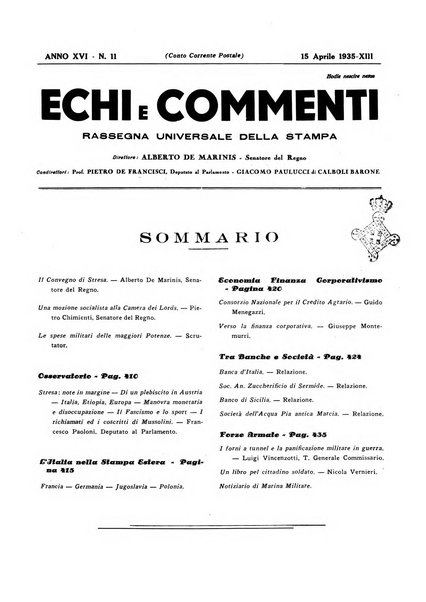 Echi e commenti rassegna universale della stampa