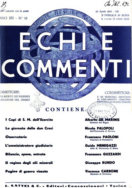 Echi e commenti rassegna universale della stampa