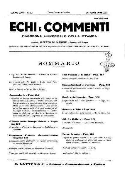 Echi e commenti rassegna universale della stampa