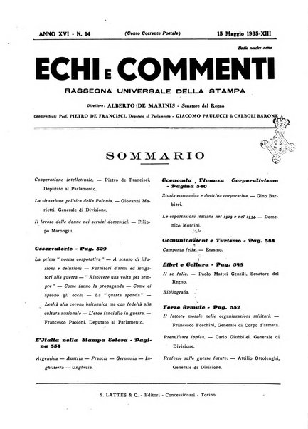 Echi e commenti rassegna universale della stampa