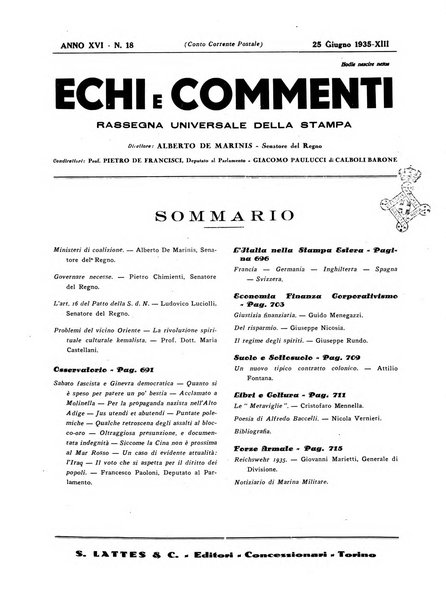 Echi e commenti rassegna universale della stampa