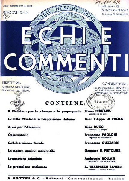 Echi e commenti rassegna universale della stampa