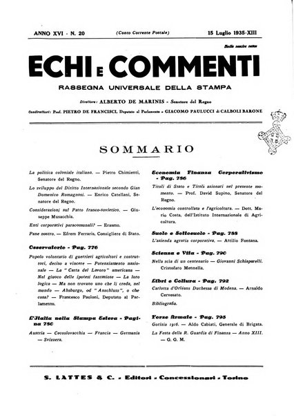 Echi e commenti rassegna universale della stampa