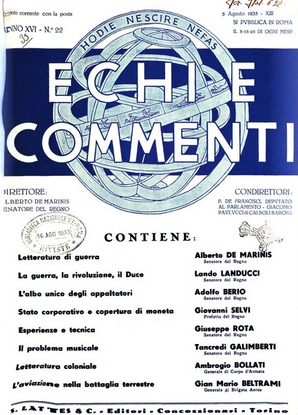 Echi e commenti rassegna universale della stampa