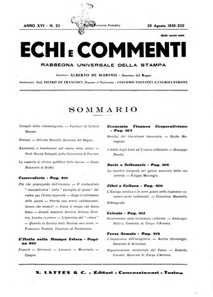 Echi e commenti rassegna universale della stampa