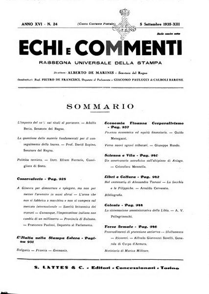 Echi e commenti rassegna universale della stampa