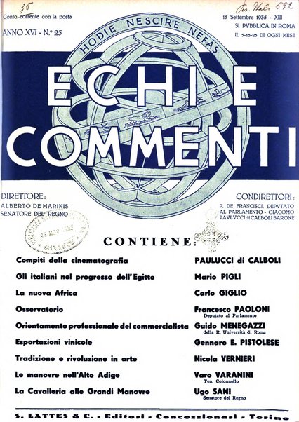 Echi e commenti rassegna universale della stampa