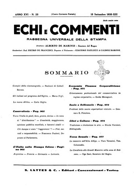 Echi e commenti rassegna universale della stampa