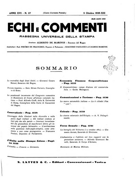 Echi e commenti rassegna universale della stampa