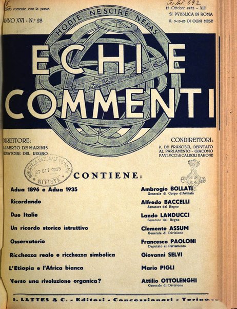 Echi e commenti rassegna universale della stampa