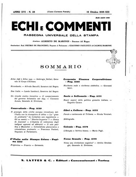 Echi e commenti rassegna universale della stampa