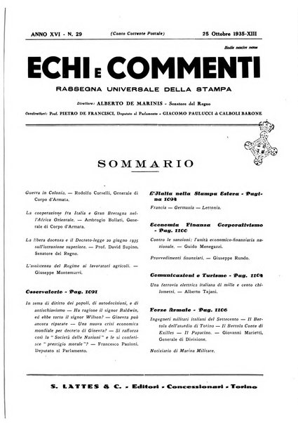 Echi e commenti rassegna universale della stampa