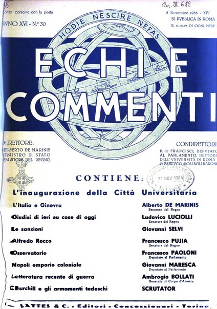 Echi e commenti rassegna universale della stampa