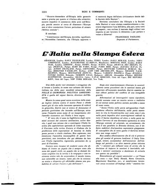 Echi e commenti rassegna universale della stampa