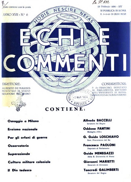 Echi e commenti rassegna universale della stampa