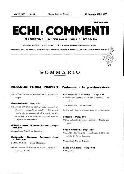 Echi e commenti rassegna universale della stampa