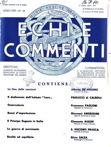 Echi e commenti rassegna universale della stampa