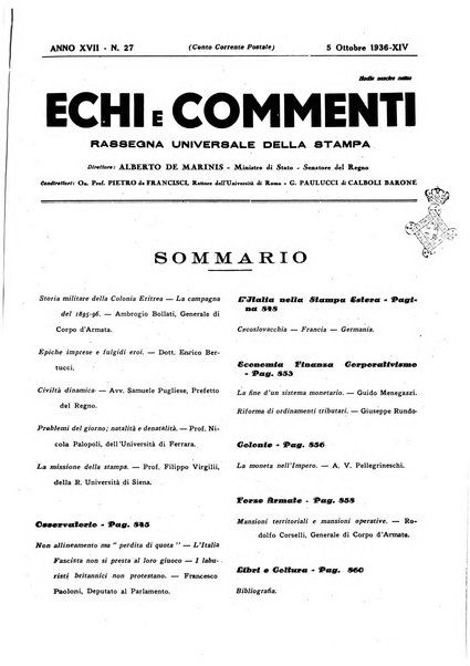 Echi e commenti rassegna universale della stampa