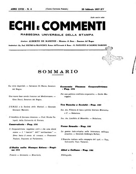 Echi e commenti rassegna universale della stampa