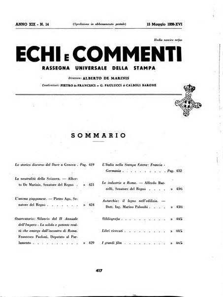 Echi e commenti rassegna universale della stampa