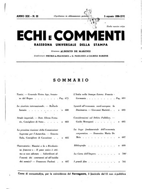 Echi e commenti rassegna universale della stampa