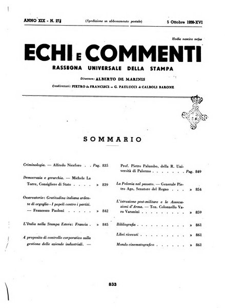 Echi e commenti rassegna universale della stampa