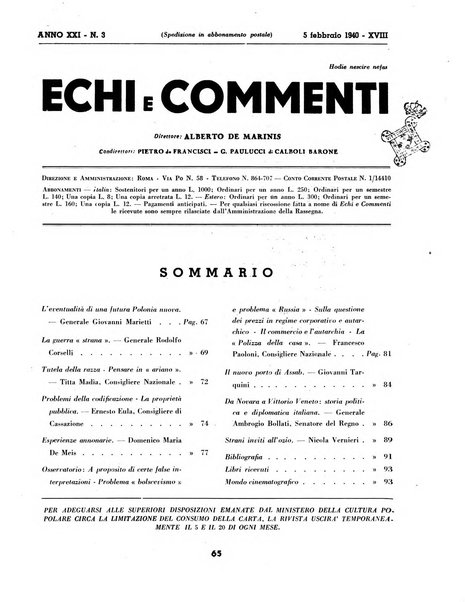 Echi e commenti rassegna universale della stampa