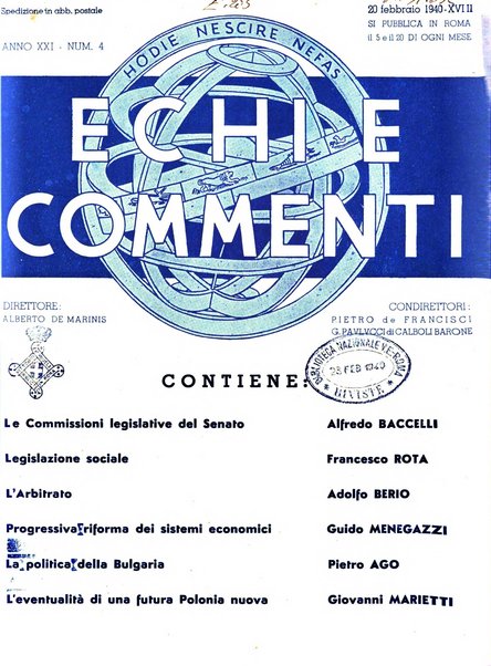 Echi e commenti rassegna universale della stampa