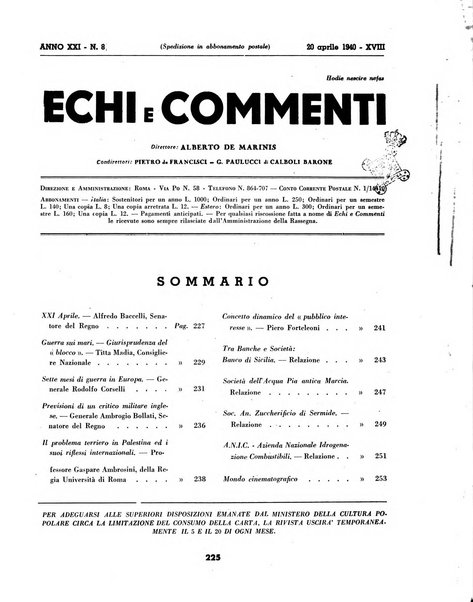 Echi e commenti rassegna universale della stampa