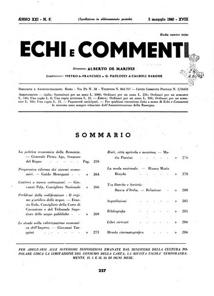 Echi e commenti rassegna universale della stampa